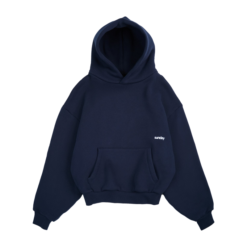 Heavyweight Script Sunday Hoodie – Navy | Premium Oversized Streetwear Hoodie for Australia & UK